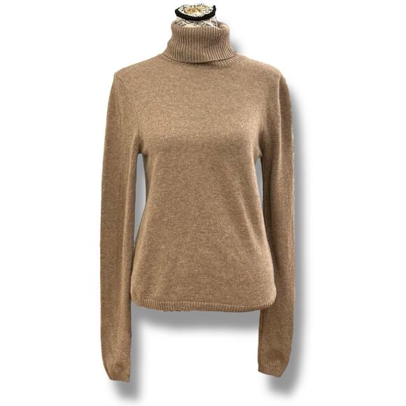 Gentle Herd Women’s Size S Tan 100% Cashmere Turtleneck Sweater Preppy Classic - Picture 1 of 5